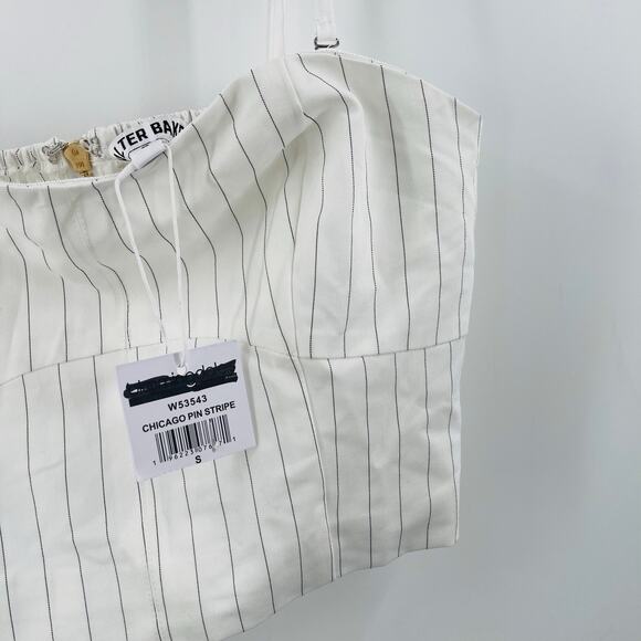 WALTER BAKER Tank Size Small Crop Chicago Pin Stripe NWT White Designer Luxury - Picture 8 of 14